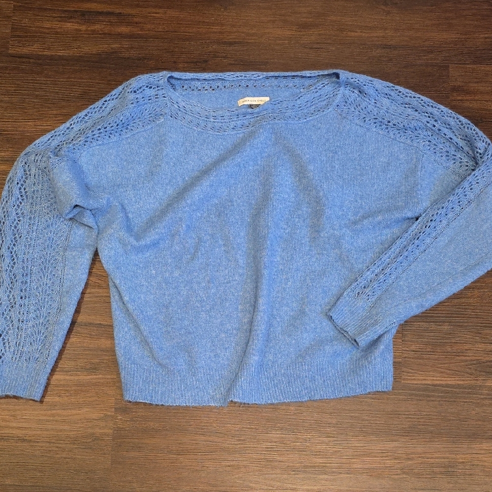 American Eagle Outfitters Oversize Blue Sweater with Lace Detail Size XS